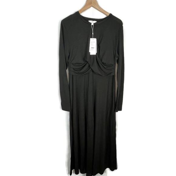 NWT Ripe Tara Crossover Nursing Maxi Dress - Fine Black Knit Maternity Size XL - Picture 1 of 15